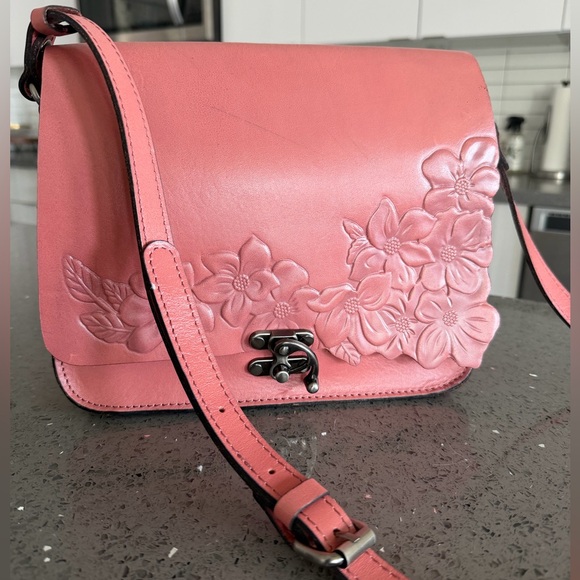 Patricia Nash Handbags - Patricia Nash Pink Floral Embossed Leather Crossbody Bag